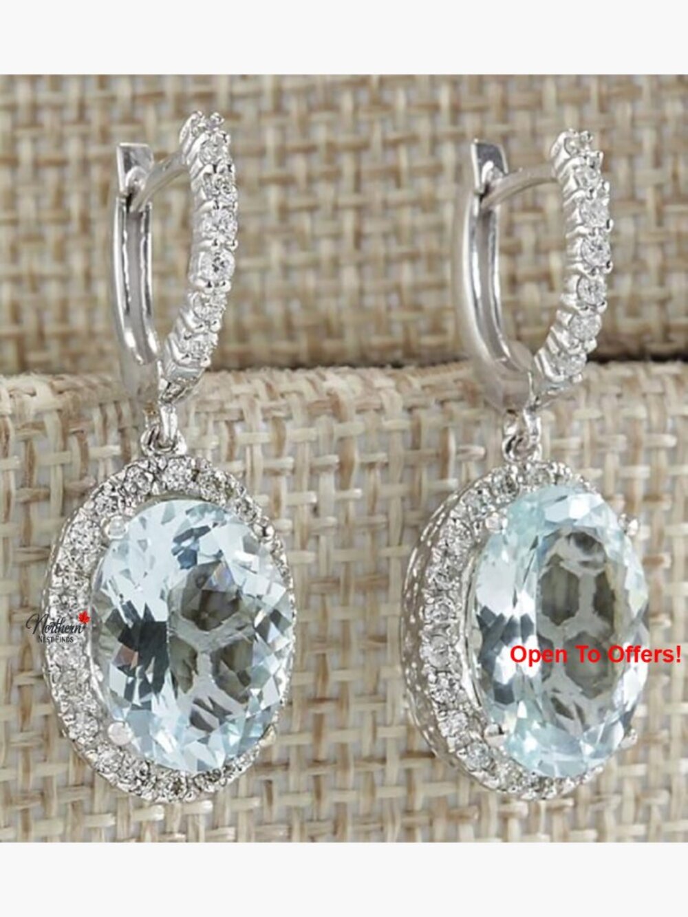 925 Sterling Silver Aquamarine Earrings Cubic Zirconia Round Stud Lever Back